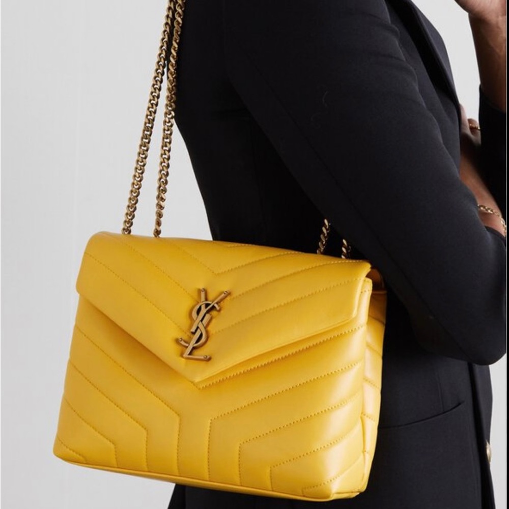 YSL Loulou in quilted Y bright yellow leather. Size medium. MINT CONDITION.